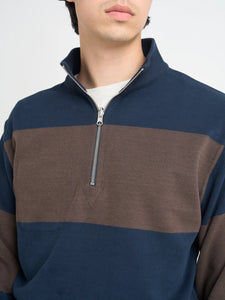 Oliver Spencer Reversible Half Zip Sweatshirt Latimer Navy/Brown
