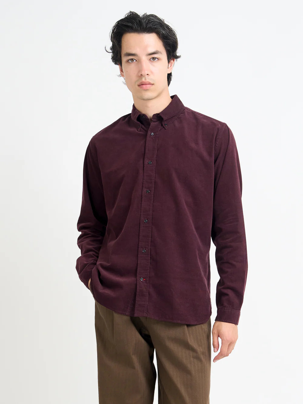 Oliver Spencer Brook Shirt Mersey Cord Plum