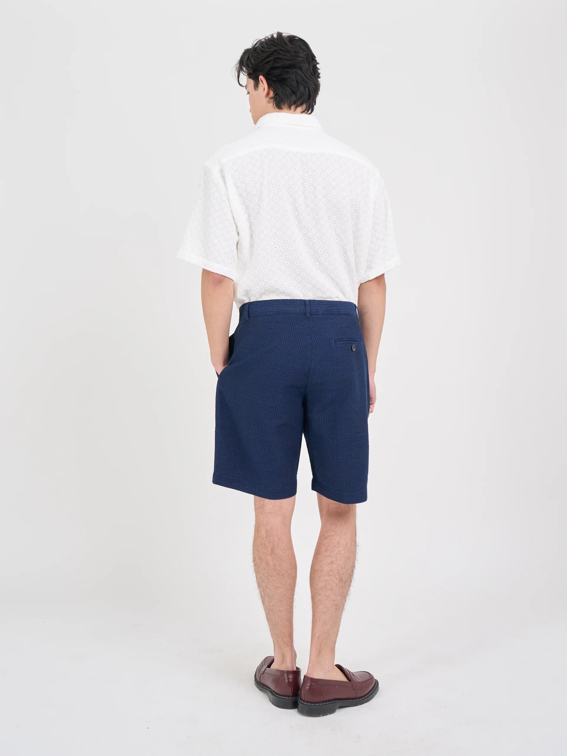 Oliver Spencer Pleated Shorts Bateman Indigo