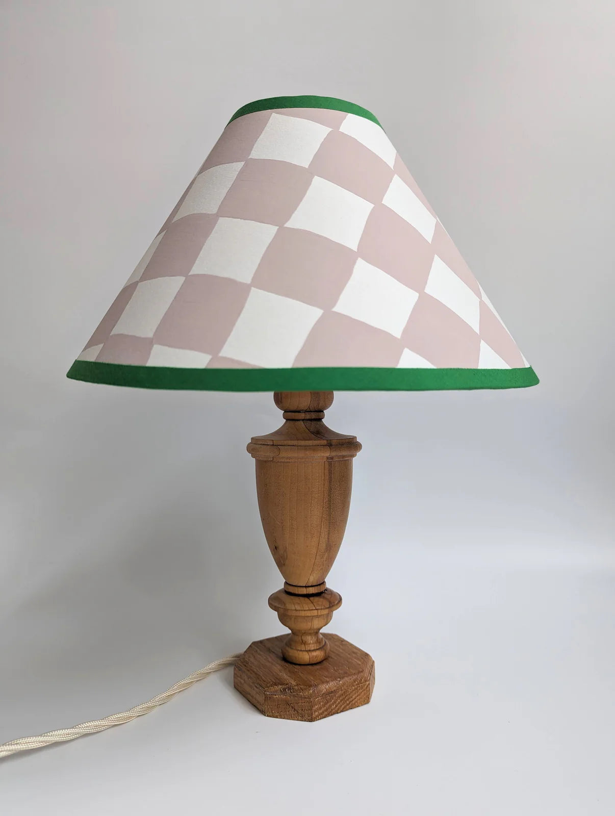 Rosie Gore Plaster Pink & Emerald Checkerboard Hand Painted Lampshade