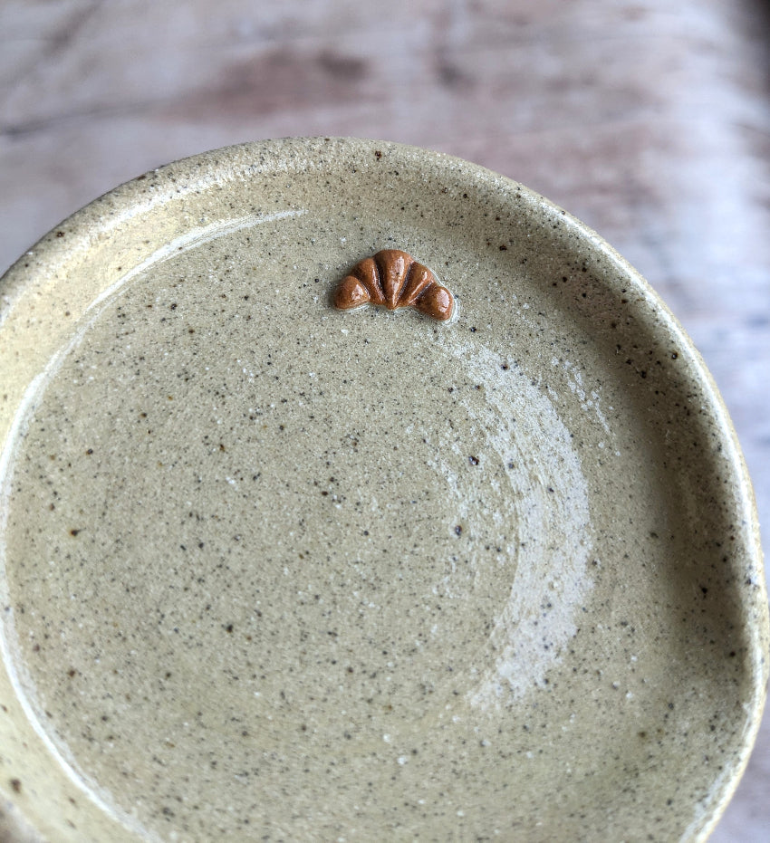 Jess McCormick Pottery Croissant sandy beige stoneware mini spoon rest