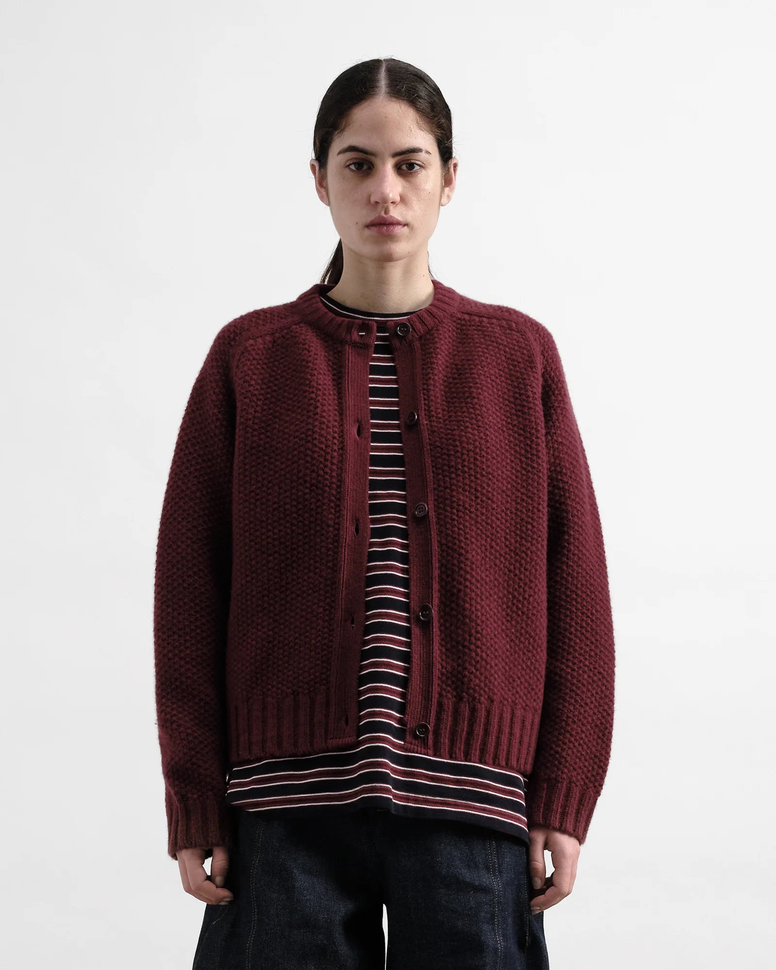 YMC Atomic Cardigan Burgundy