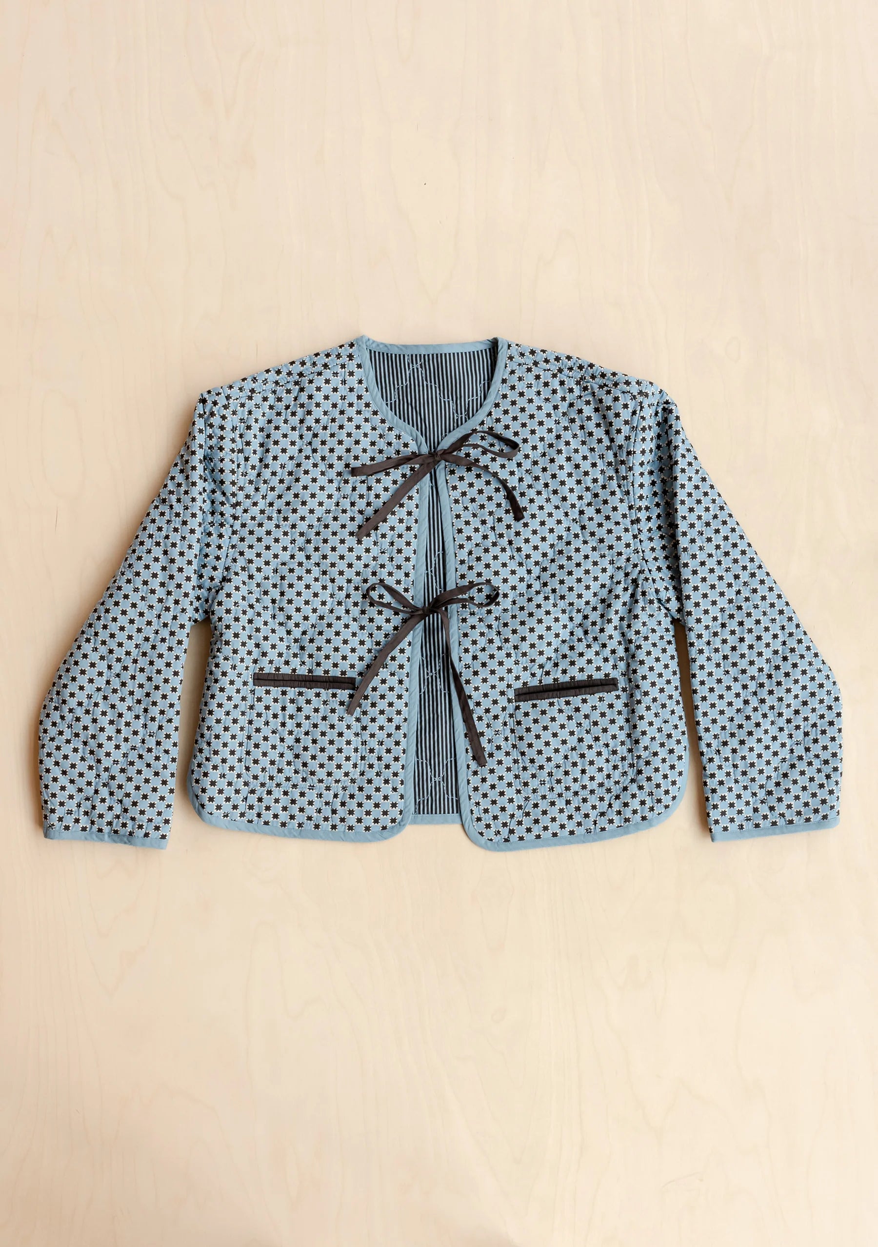 TBco Quilted Cotton Jacket  Reversible Blue Celestial Stripe