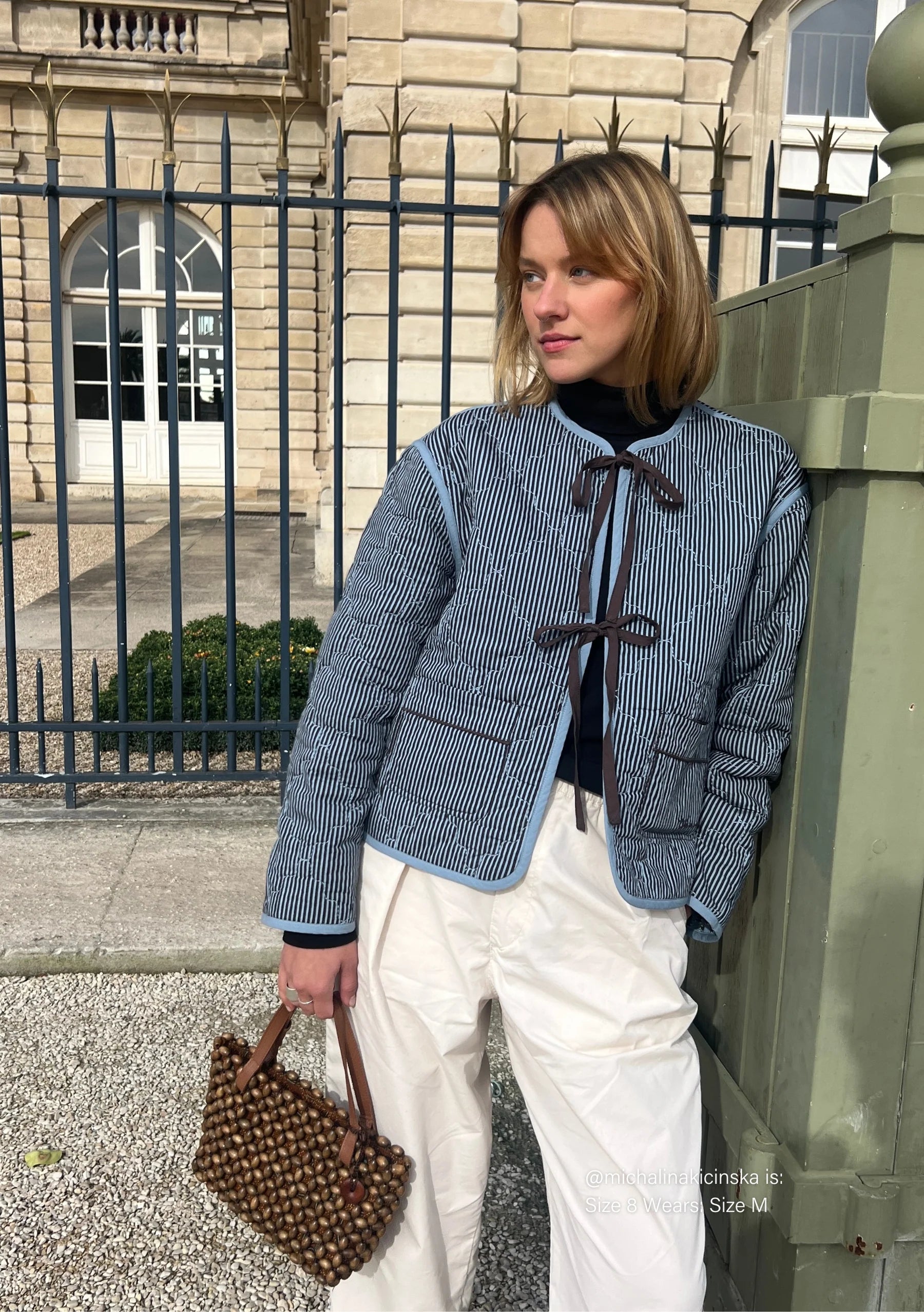 TBco Quilted Cotton Jacket  Reversible Blue Celestial Stripe
