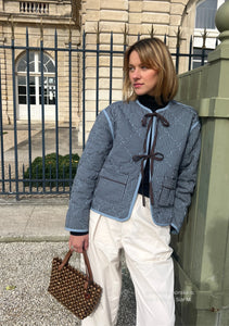 TBco Quilted Cotton Jacket  Reversible Blue Celestial Stripe