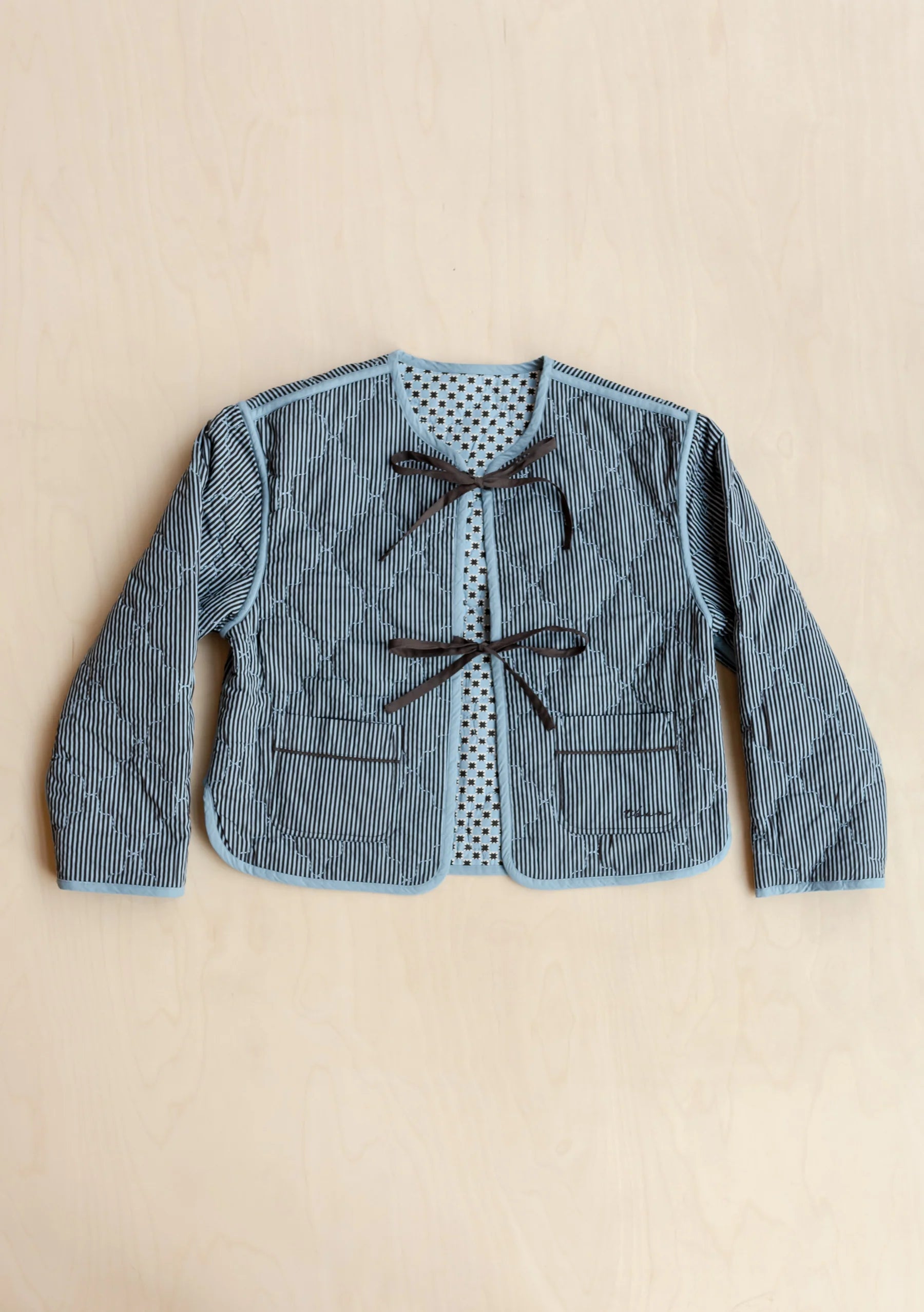 TBco Quilted Cotton Jacket  Reversible Blue Celestial Stripe