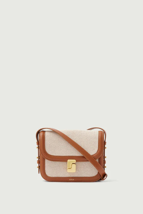 Soeur Bellissima Mini Bag ecru canvas and natural leather
