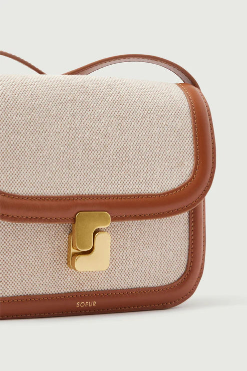 Soeur Bellissima Mini Bag ecru canvas and natural leather