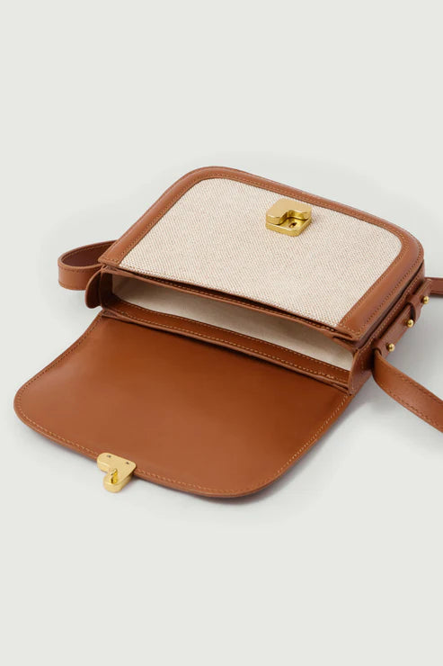 Soeur Bellissima Mini Bag ecru canvas and natural leather