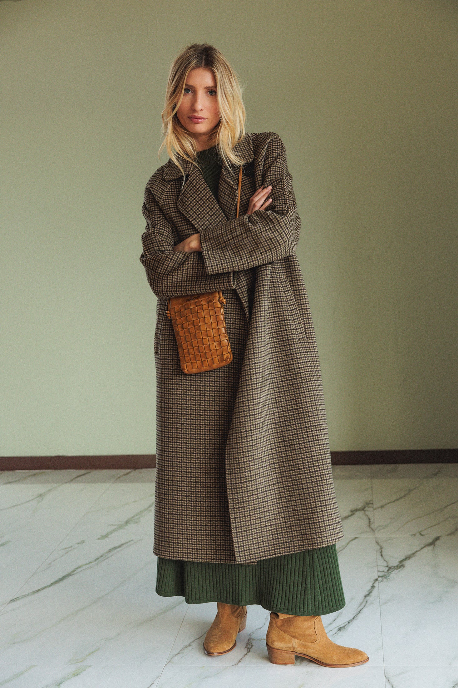 Indi & Cold Checked Coat Olive