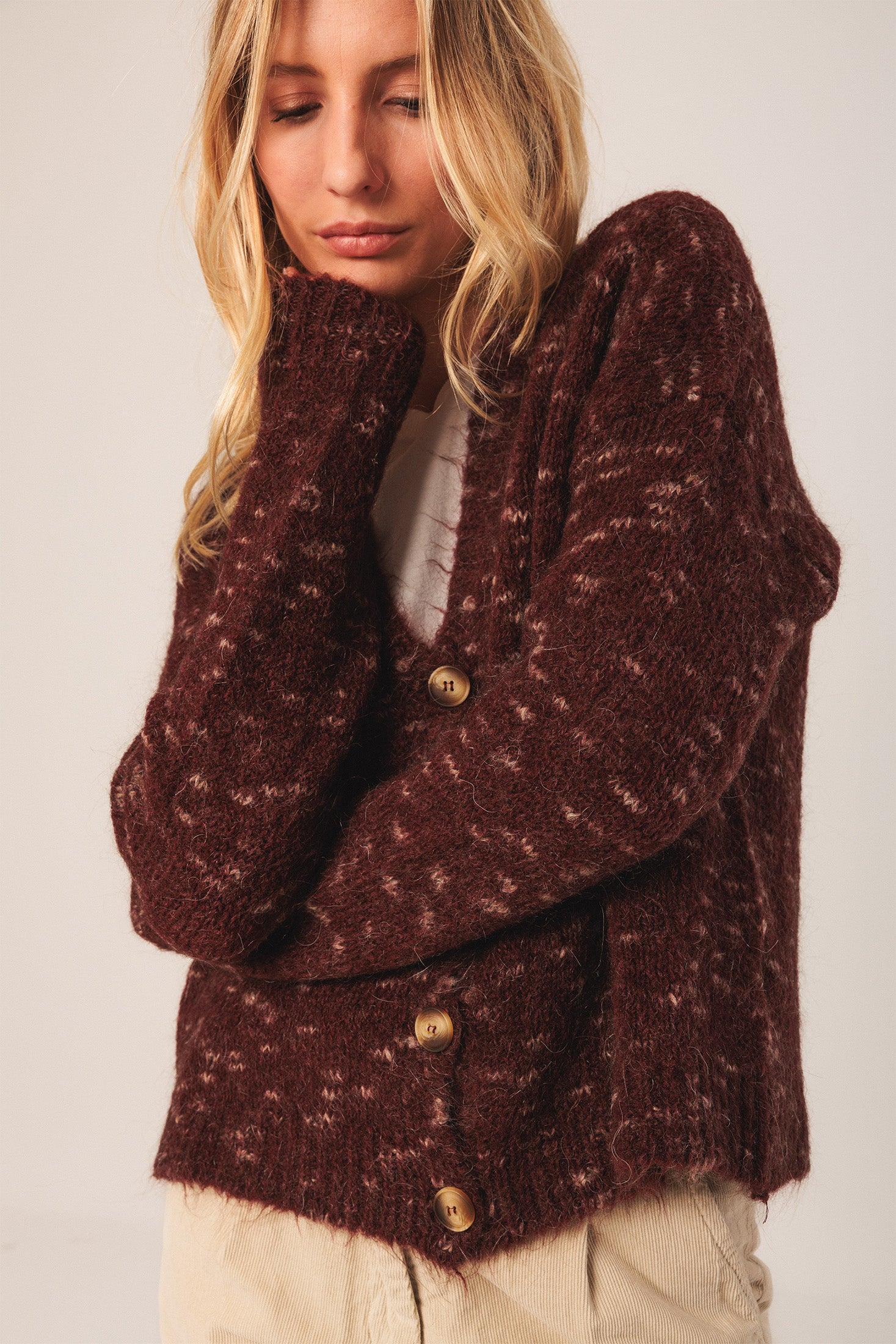 Indi & Cold Cardigan Aubergine