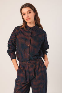 Indi & Cold Checked Navy Trousers