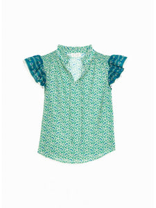 M.A.B.E Dana Frill Top Green