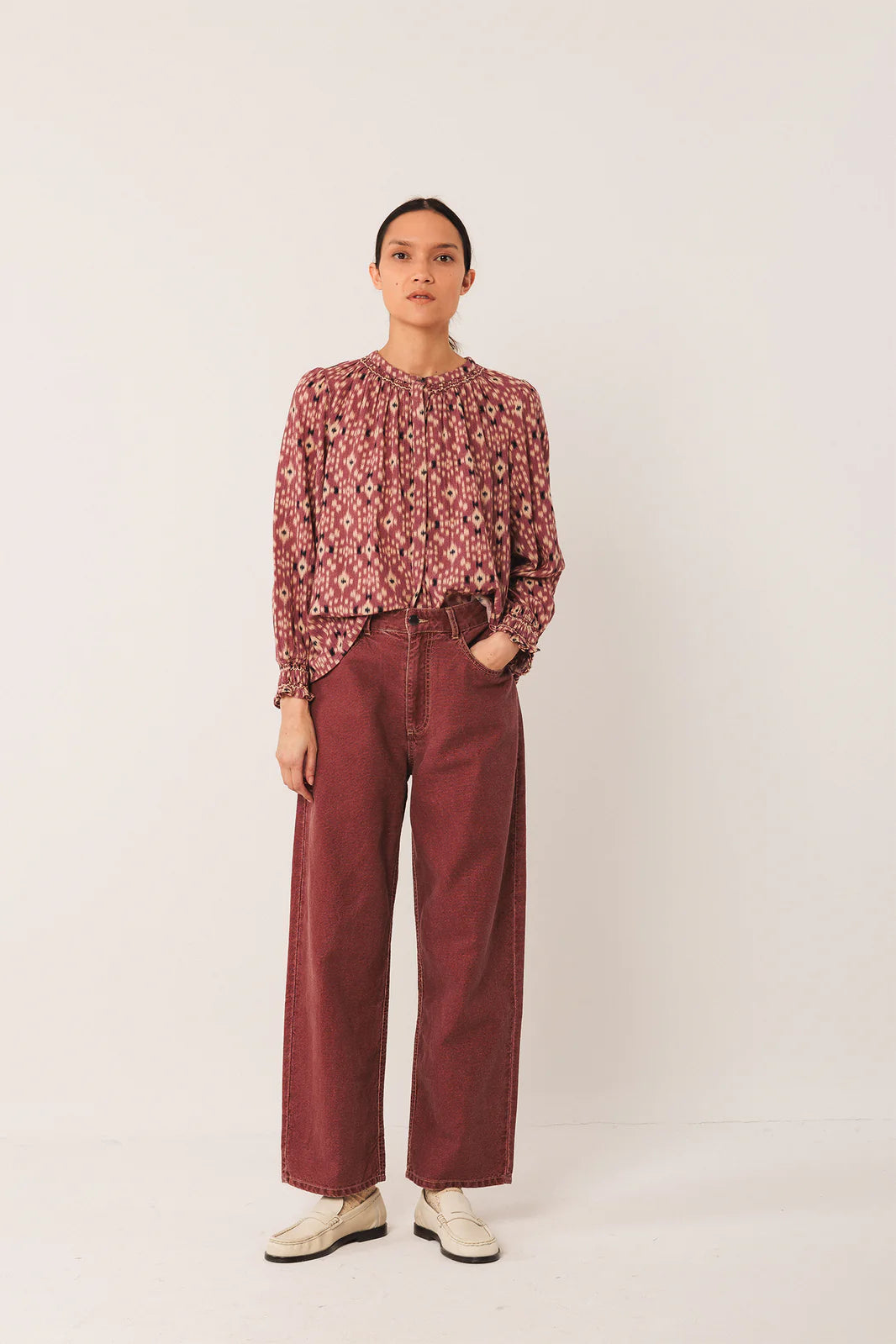 Indi & Cold Ikat Blouse Mauve