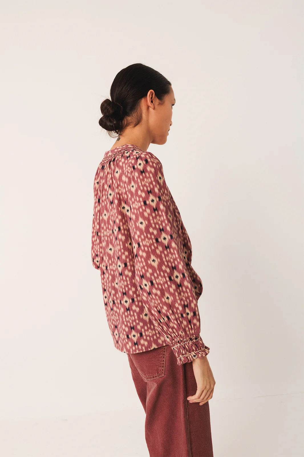 Indi & Cold Ikat Blouse Mauve