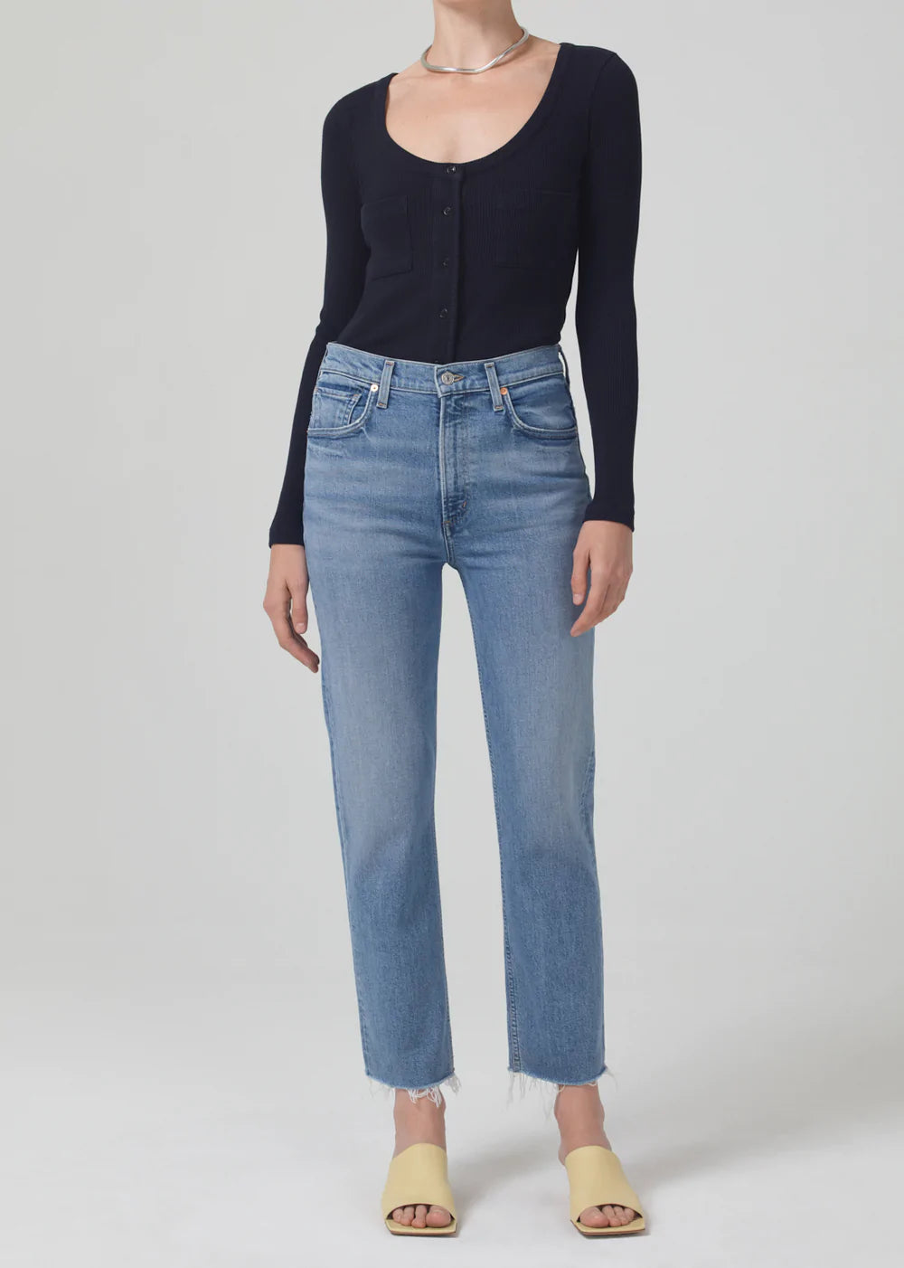 High rise hot sale stovepipe jeans