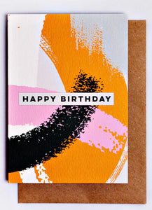 The Completist Pink Mustard Swirl Birthday Card