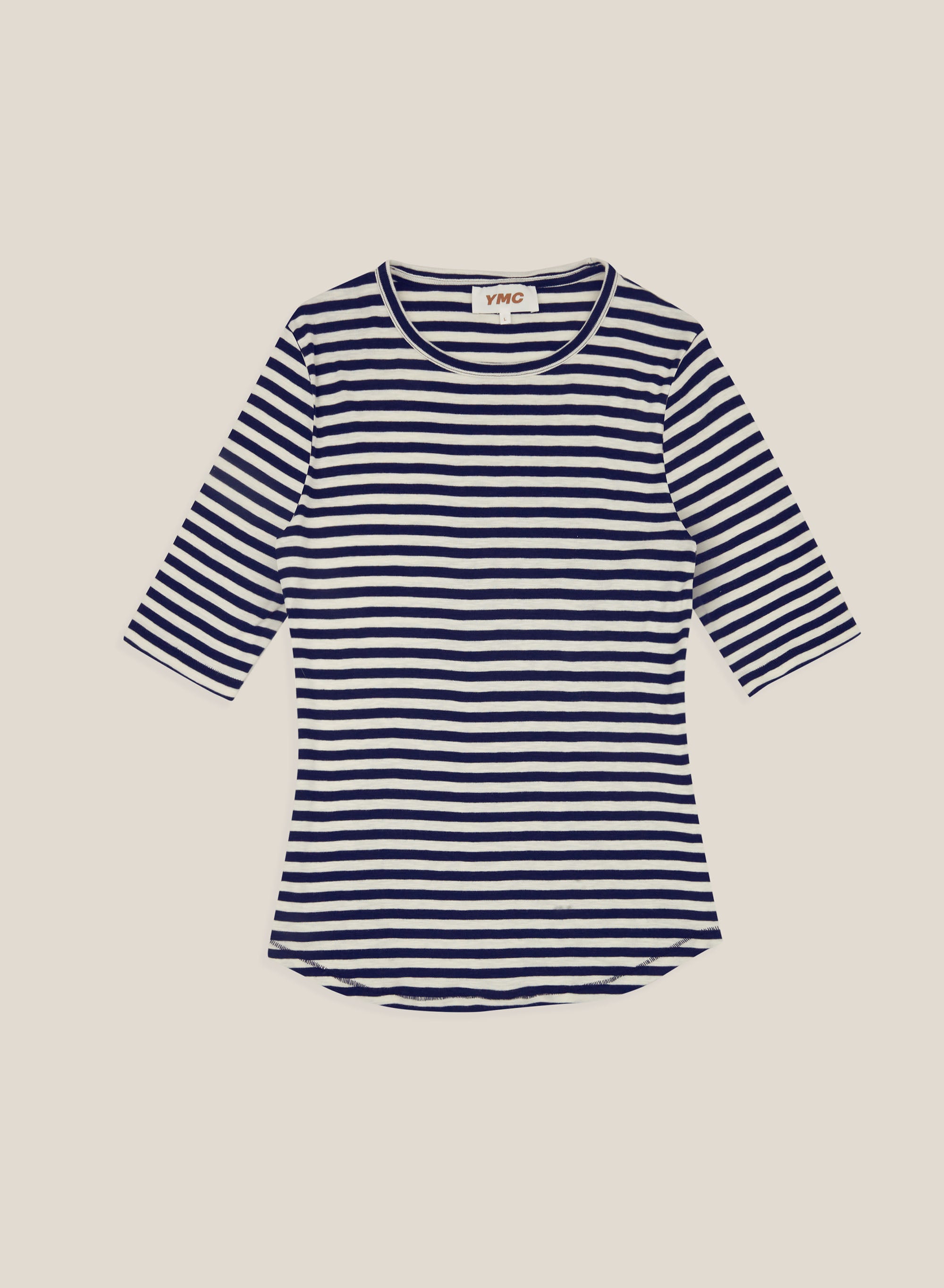 YMC Charlotte Earth Organic Cotton Navy and White Stripe Tee