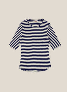 YMC Charlotte Earth Organic Cotton Navy and White Stripe Tee