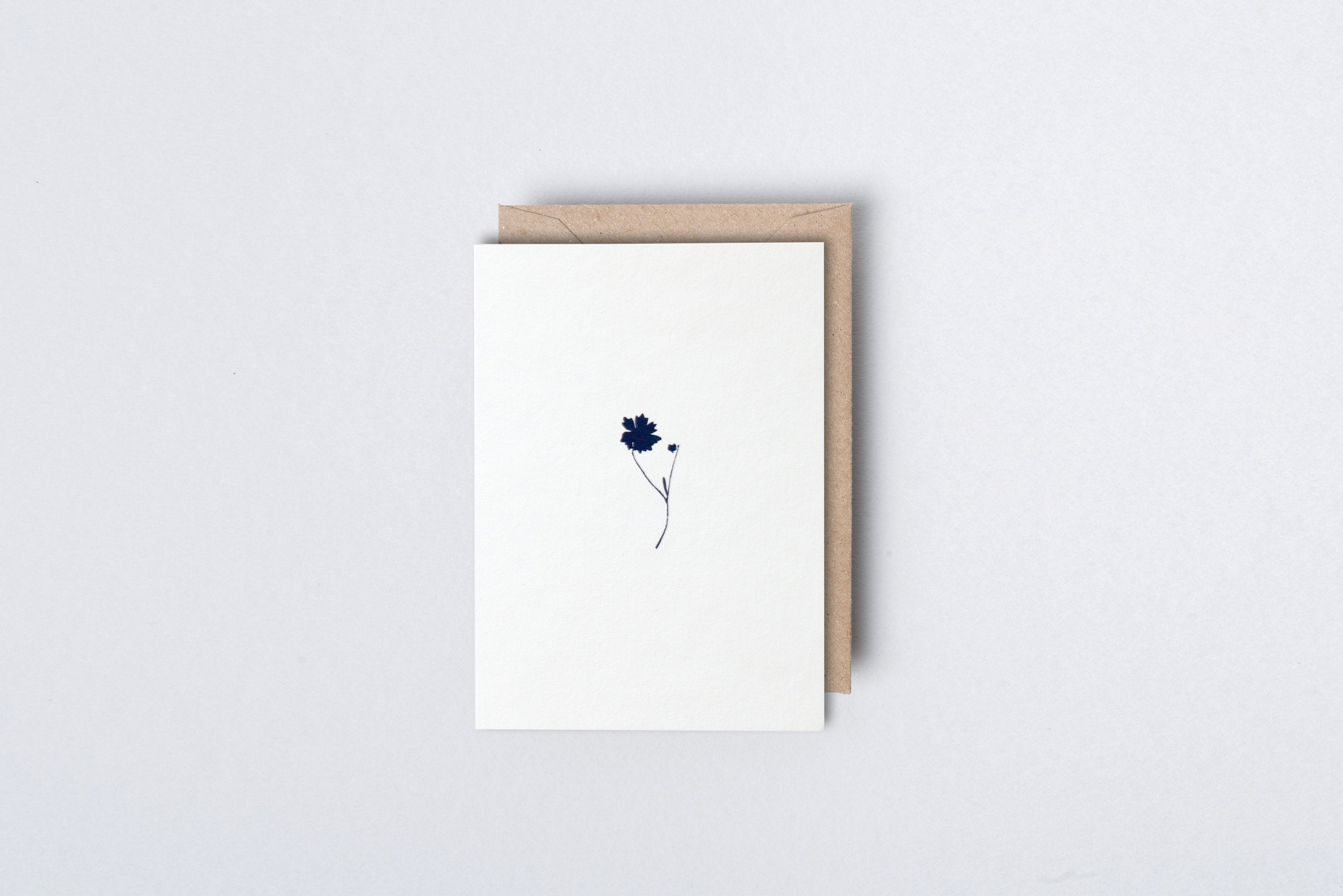 Ola Small foil blocked Coreopsis card - Navy on Natural