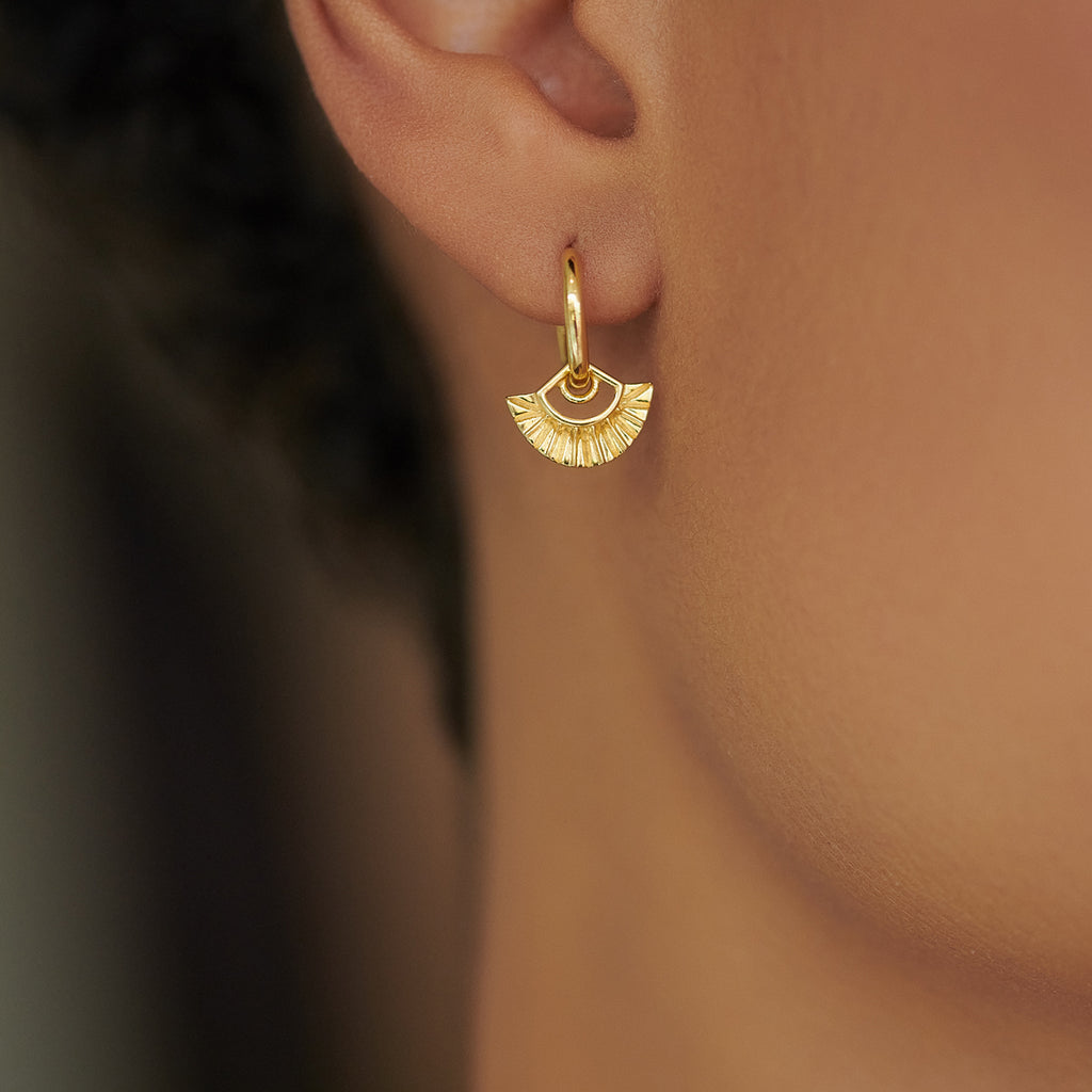 Rachel Jackson Deco Fan Gold Hoop Earrings
