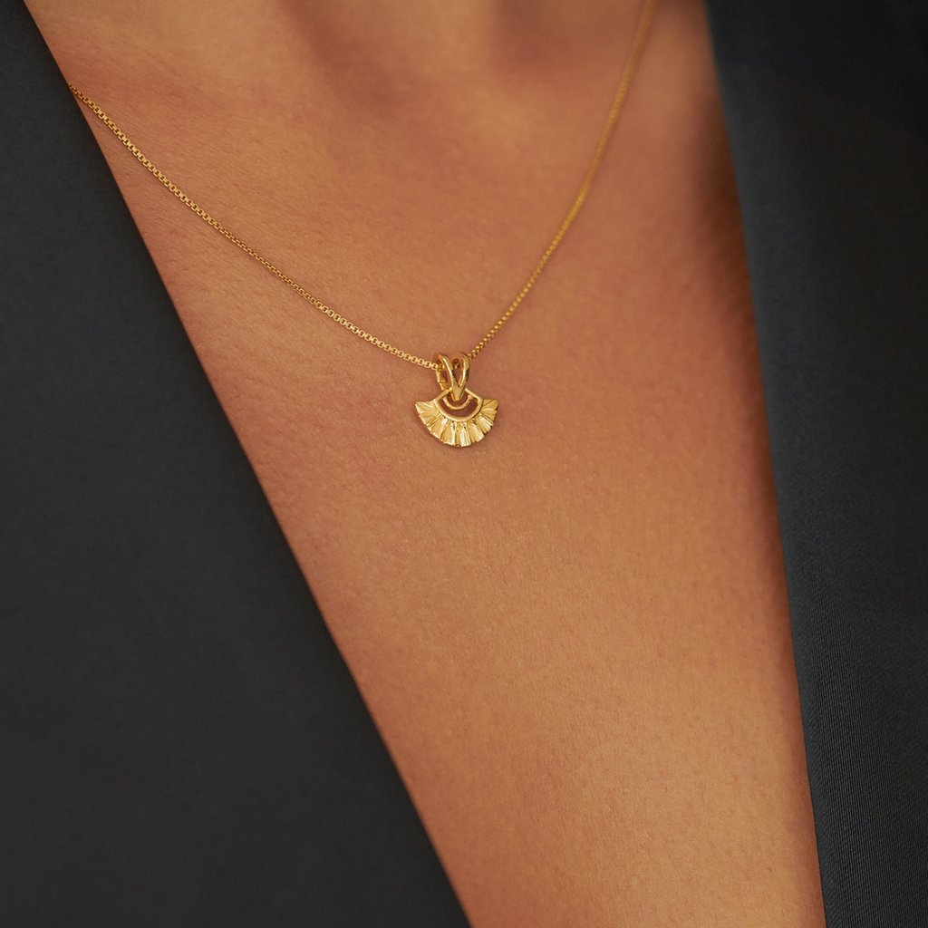 Rachel Jackson Mini Deco Fan Gold Necklace