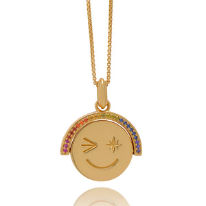 Rachel Jackson Rainbow Smiley Face Spinning Necklace
