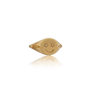 Rachel Jackson Smiley Face Pinky Signet Ring