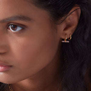 Rachel Jackson Mini Rose T Bar Gold Huggie Hoop Earrings