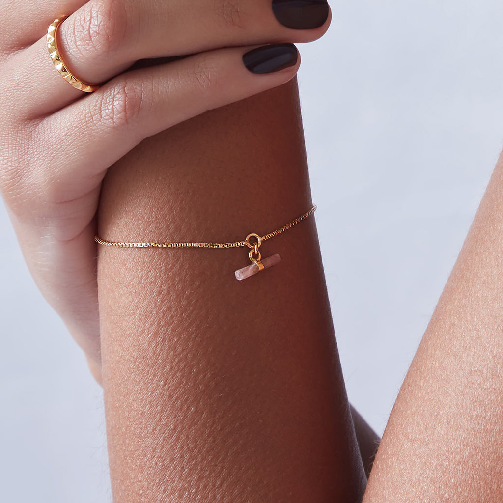 Rachel Jackson Mini Rose T-Bar Gold Bracelet