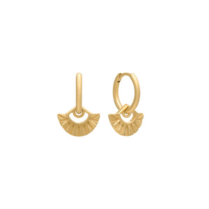 Rachel Jackson Deco Fan Gold Hoop Earrings
