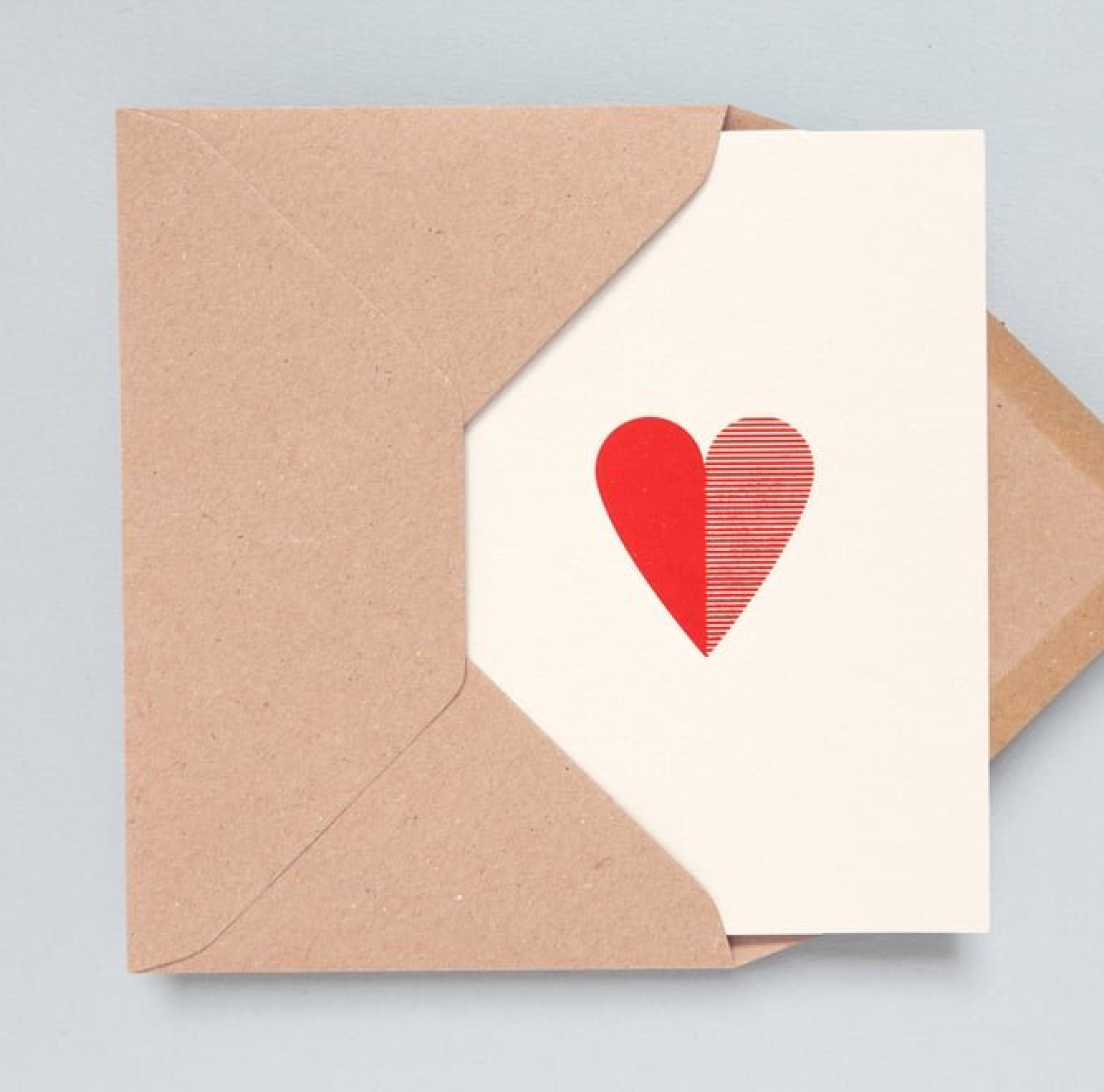 Ola Foil blocked Heart card - Red on Stone