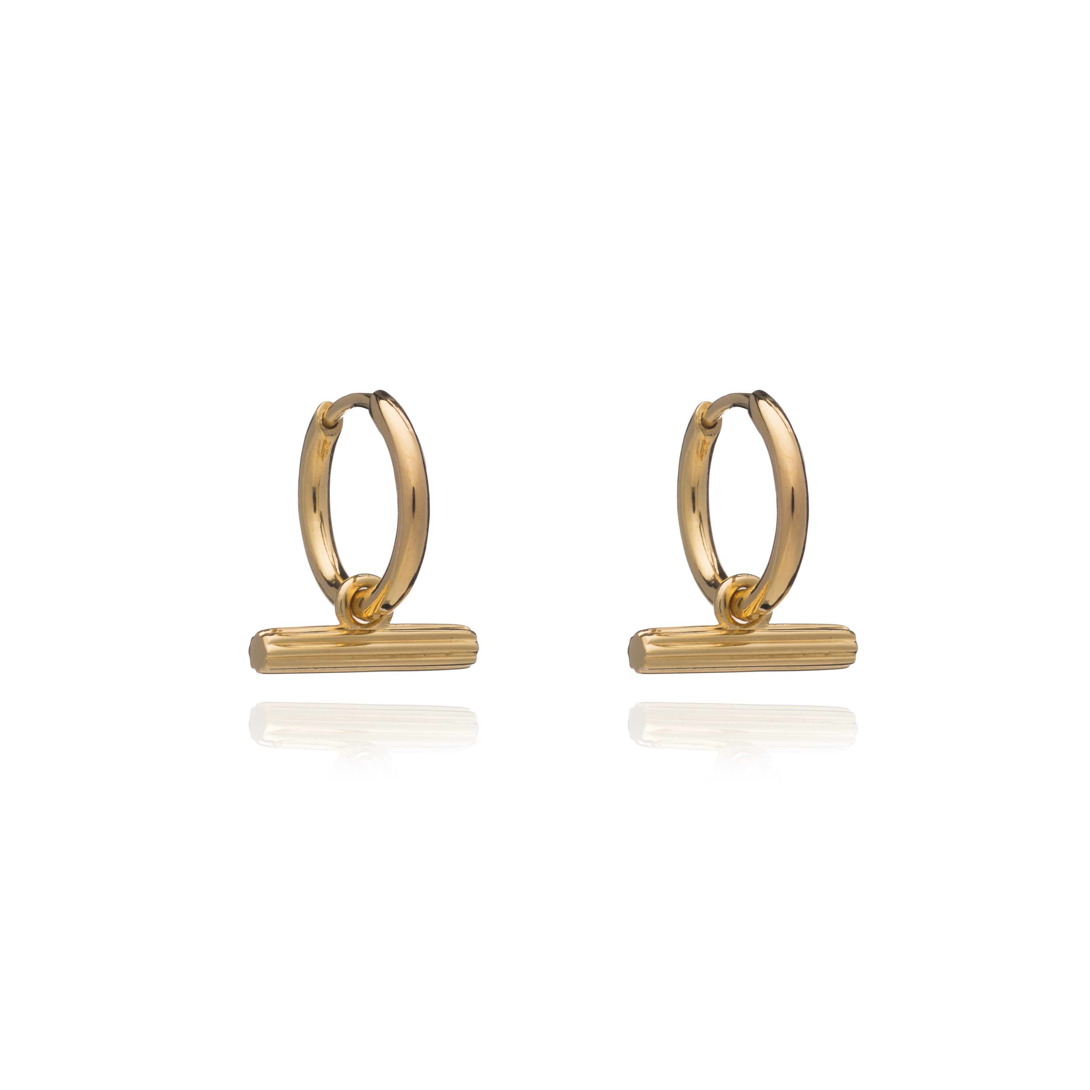Rachel Jackson Mini T Bar Gold Huggie hoop earrings