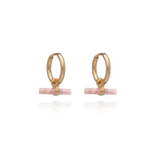 Rachel Jackson Mini Rose T Bar Gold Huggie Hoop Earrings