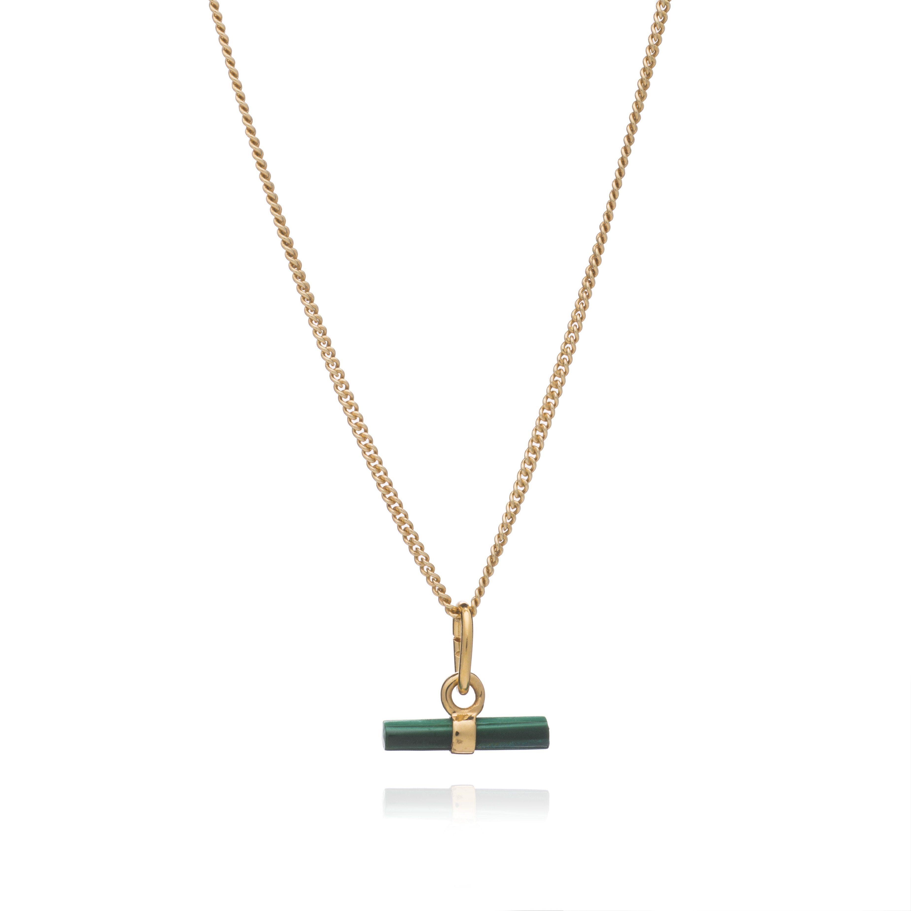 Rachel Jackson Mini Malachite T-Bar Gold Necklace