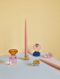 Hubsch Candlestick, crystal, amber/pink